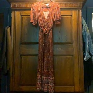 Rich brown paisley/floral print dress